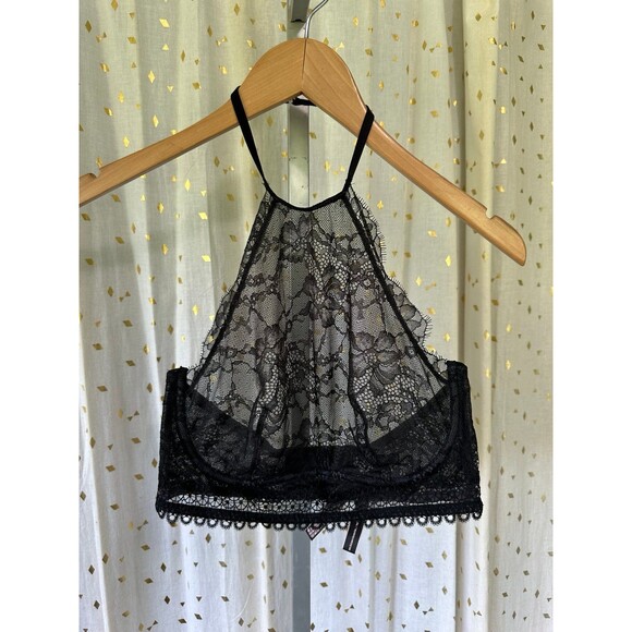 NWOT Victoria's Secret Very Sexy Lace Unlined Halter Wired Bralette 34D - Picture 2 of 6